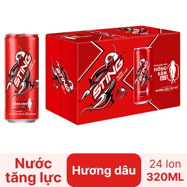 Thùng 24 lon Sting dâu 320ml