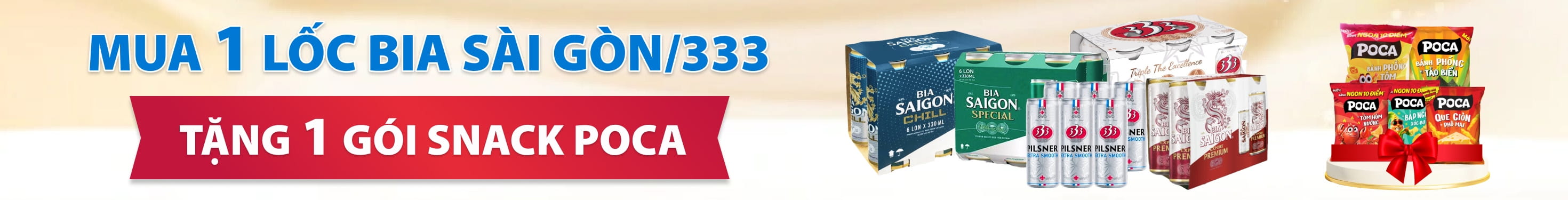 MUA 1 LỐC BIA SÀI GÒN TẶNG 1 SNACK