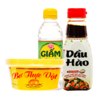 Dầu hào, giấm, bơ