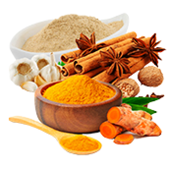 Bột nghệ, tỏi, hồi, quế,...