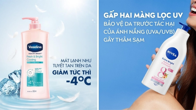 Sữa dưỡng thể Nivea và Vaseline
