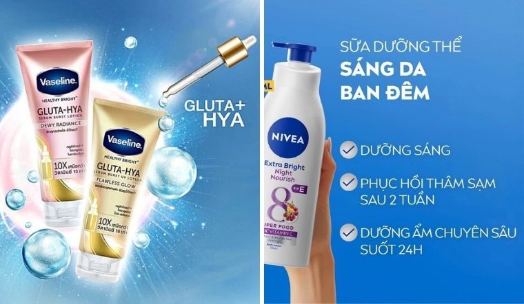 So sánh sữa dưỡng thể Vaseline và Nivea, loại nào dưỡng trắng tốt nhất