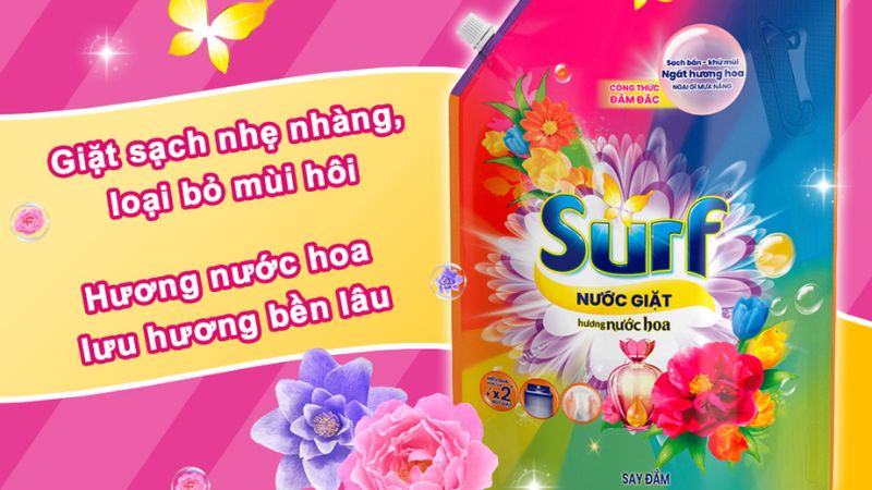 Nước giặt Surf hương nước hoa say đắm túi 3.1kg Nước giặt Surf hương nước hoa say đắm túi 3.1kg