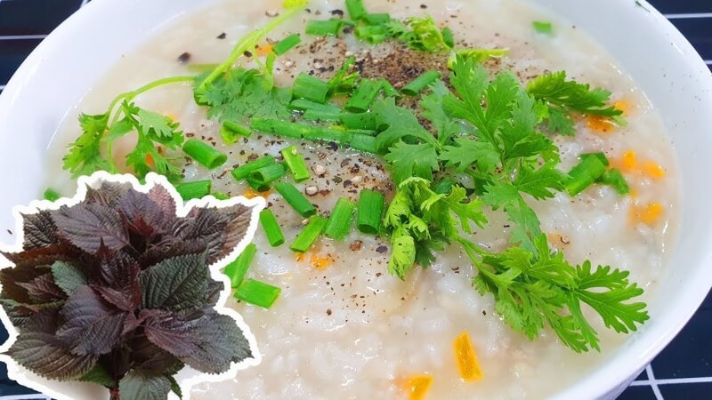 Cháo hành và tía tô