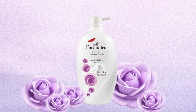 Sữa tắm trắng, dưỡng ẩm có hạt Enchanteur Sensation kem sữa tươi Sữa tắm trắng, dưỡng ẩm có hạt Enchanteur Sensation kem sữa tươi