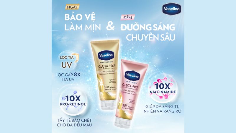 Sữa dưỡng thể Vaseline Healthy Bright Gluta Hya sáng da