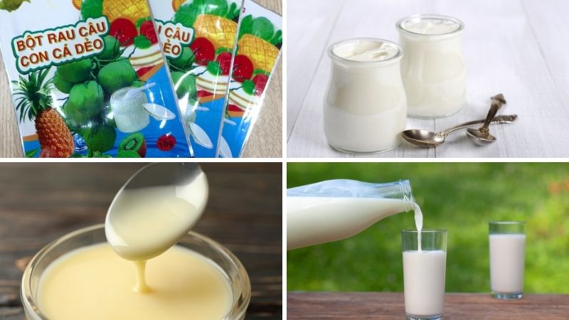 Nguyên liệu làm thạch rau câu sữa chua Nguyên liệu làm thạch rau câu sữa chua