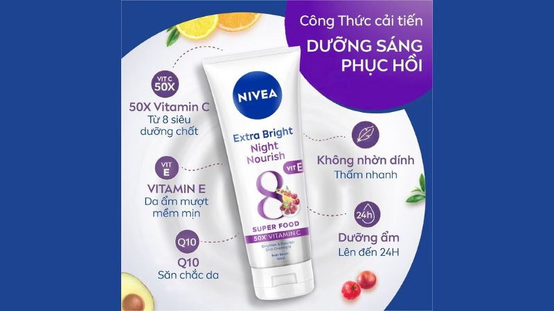 Tinh chất dưỡng thể trắng da ban đêm Nivea Extra White Night Nourish Tinh chất dưỡng thể trắng da ban đêm Nivea Extra White Night Nourish