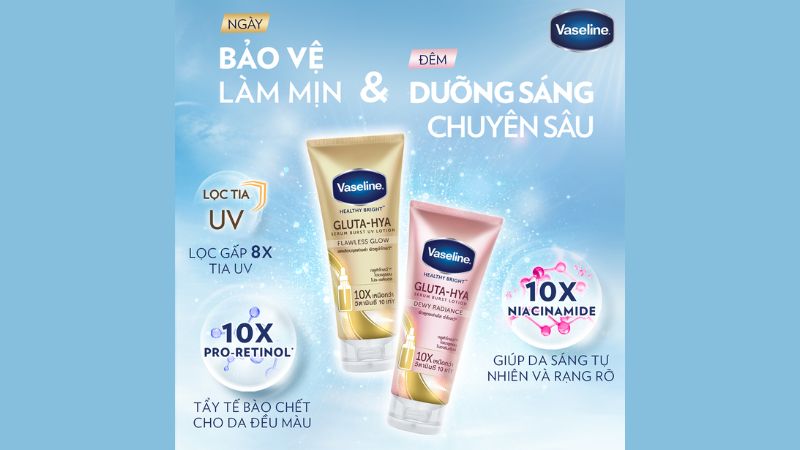 Sữa dưỡng thể Vaseline Healthy Bright Gluta Hya Sữa dưỡng thể Vaseline Healthy Bright Gluta Hya