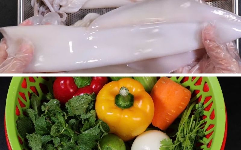 Nguyên liệu cần chuẩn bị cho món gỏi mực chua cay Nguyên liệu cần chuẩn bị cho món gỏi mực chua cay