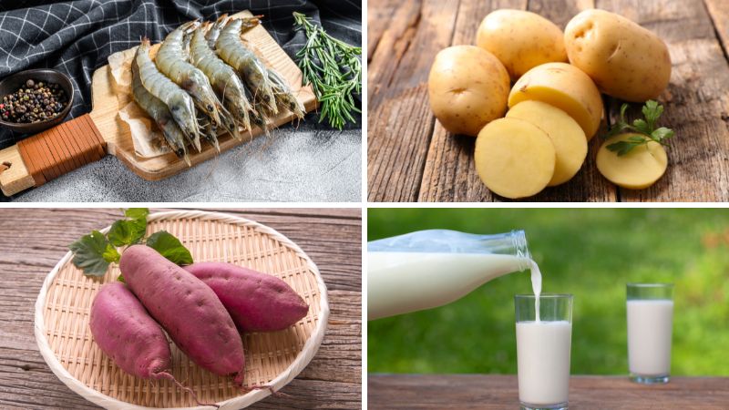 Nguyên liệu làm món súp tôm khoai tây Nguyên liệu làm món súp tôm khoai tây