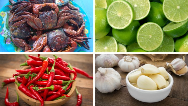 Nguyên liệu làm món ba khía muối trộn chua cay
