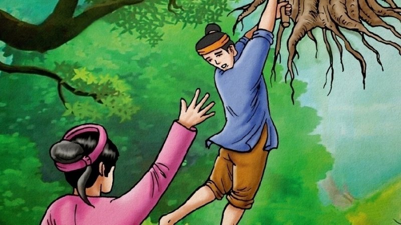 Cây đa bay vút lên trời kéo theo cả Cuội lên cung trăng