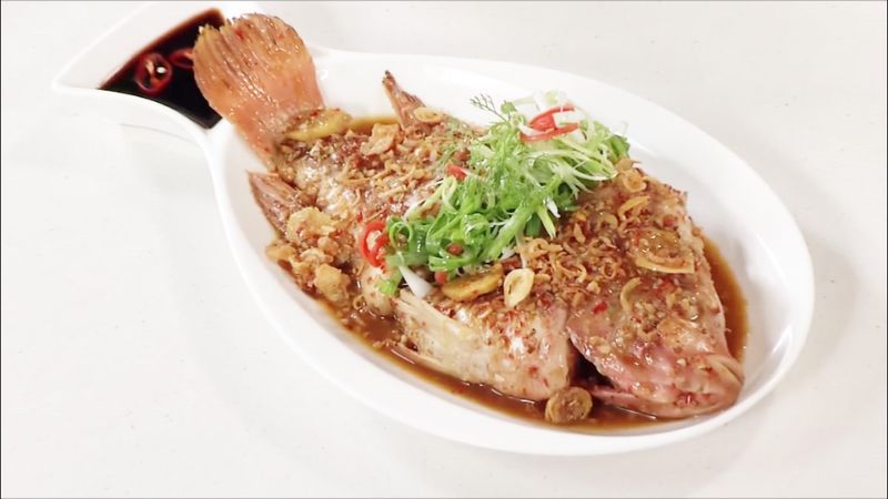 món cá diêu hồng kho tương
