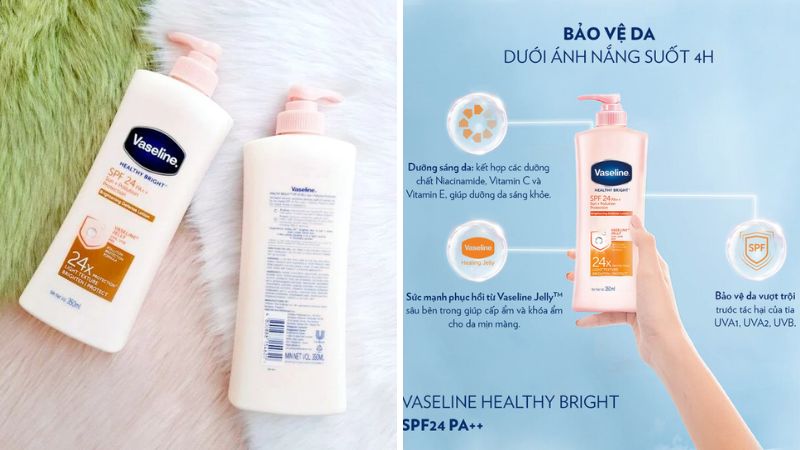 Sữa dưỡng thể Vaseline chống nắng và dưỡng sáng SPF24 PA++ 350ml