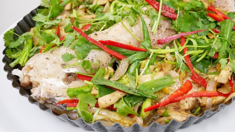 cá diêu hồng hấp hành gừng