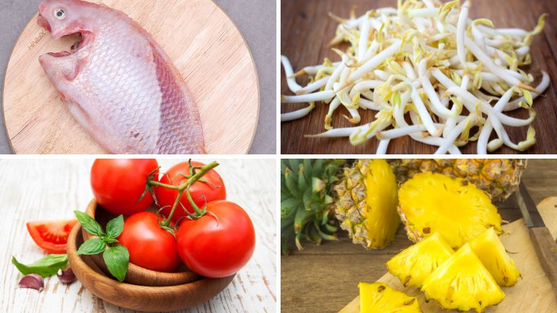 Nguyên liệu làm món canh chua cá diêu hồng