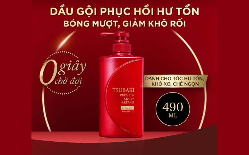 Dầu gội Tsubaki màu đỏ (Premium Moist & Smooth Shampoo)