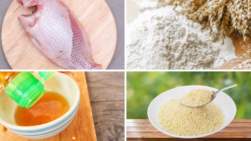 Nguyên liệu làm món cá diêu hồng tẩm bột chiên xù