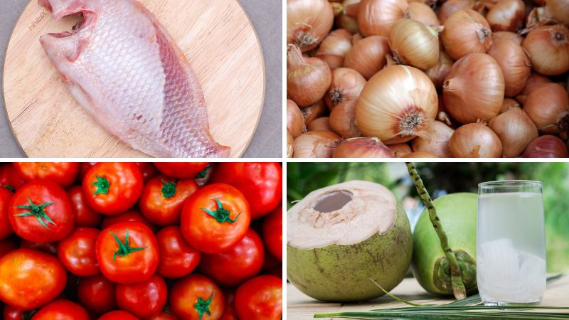 Nguyên liệu làm món cá diêu hồng kho lạt