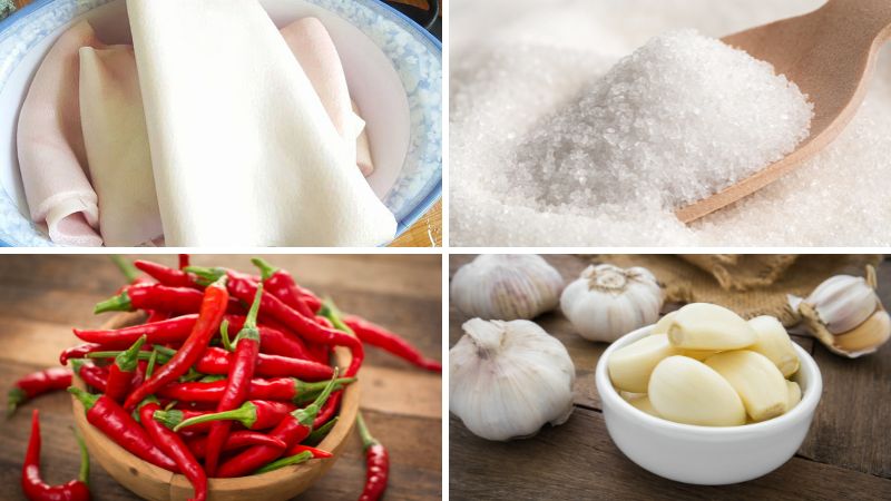 Nguyên liệu làm món da heo chiên giòn xóc mắm Thái