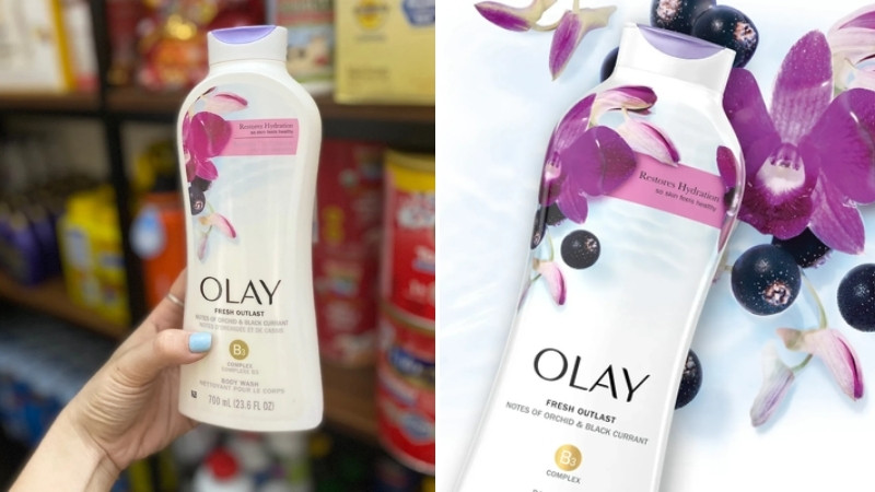 Sữa tắm Olay dưỡng ẩm hương hoa lan và quả lý chua đen Sữa tắm Olay dưỡng ẩm hương hoa lan và quả lý chua đen