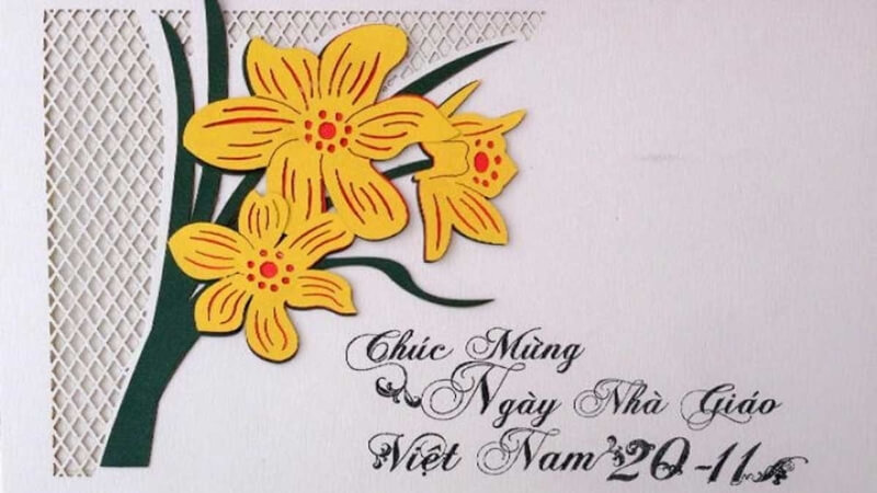 Trang trí thiệp 20/11 hình hoa mai Trang trí thiệp 20/11 hình hoa mai