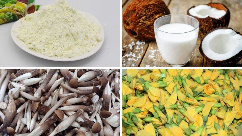 Nguyên liệu làm món bánh xèo nấm chay