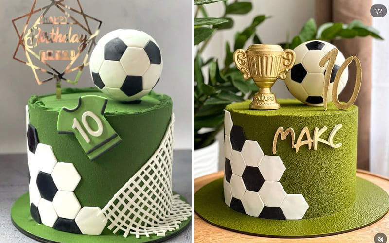 Bánh kem bóng đá sắc xanh đậm