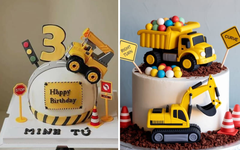 Bánh kem xe tone vàng đẹp mắt