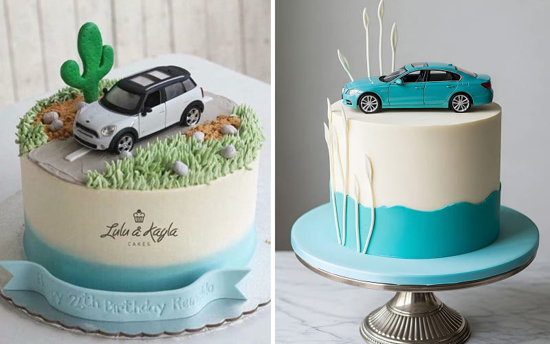 Bánh kem xe sắc xanh