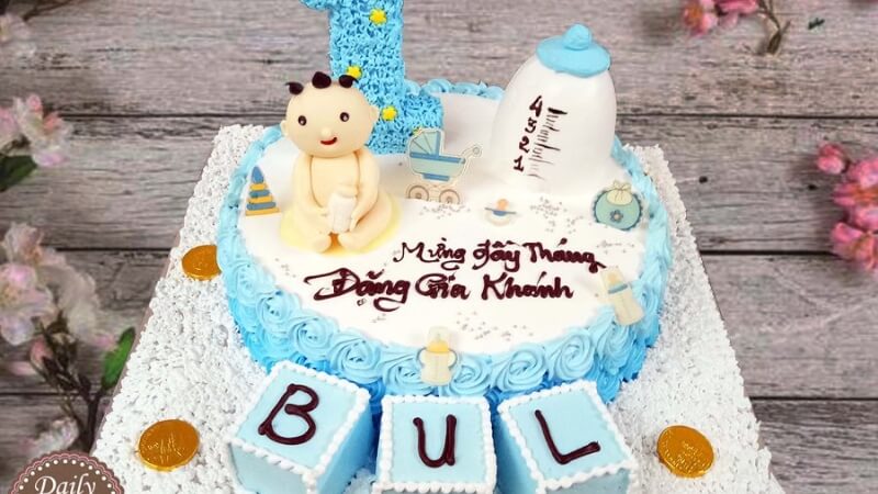 Bánh kem cho bé gái vào ngày đầy tháng