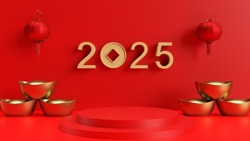 Hình nền Tết 2025 nền đỏ may mắn