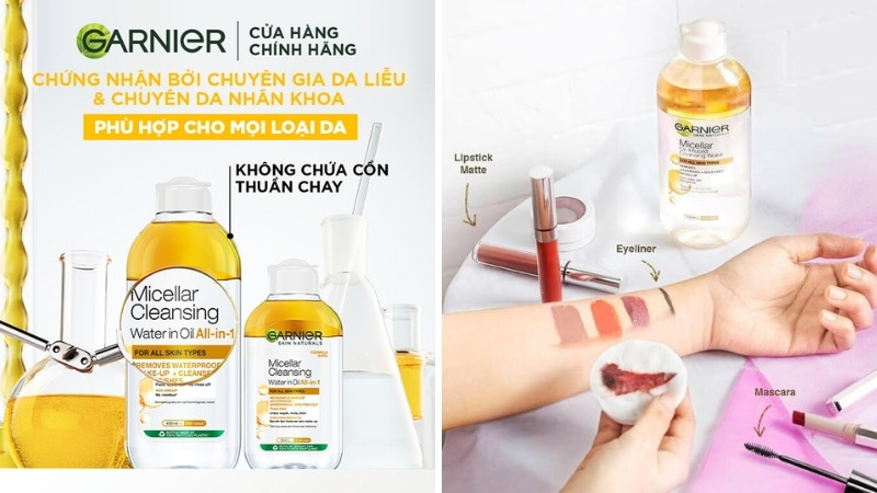Nước tẩy trang Garnier vàng Micellar Cleansing Water Oil All-in-1