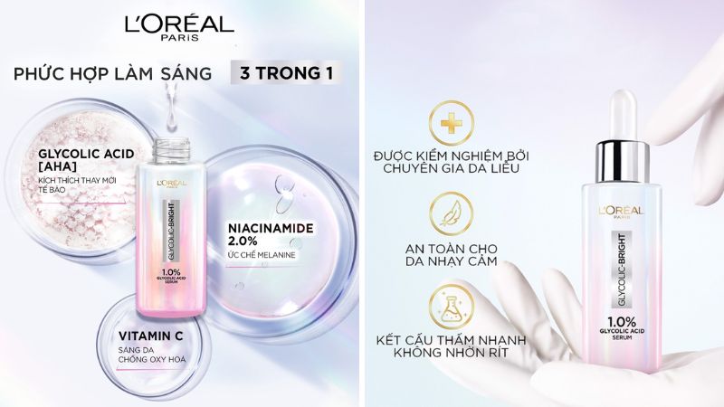Serum L'Oreal Glycolic Bright 1% Glycolic Acid sáng da