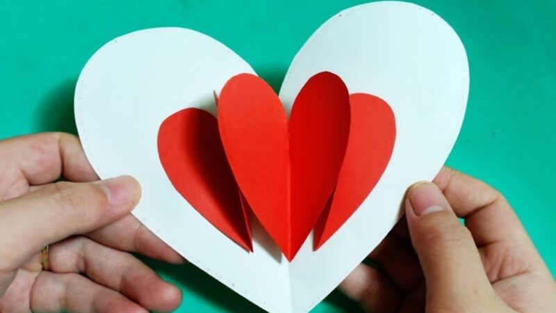 Cách làm thiệp trái tim 3D đơn giản