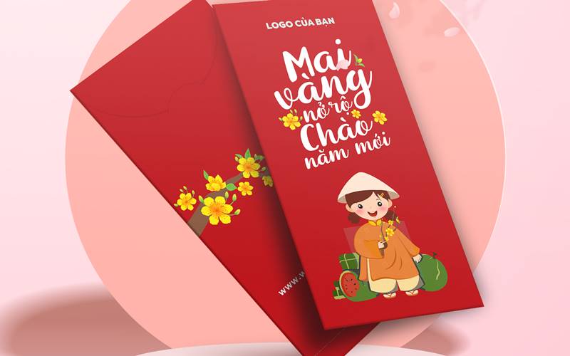 Mẫu bao lì xì vector tối giản