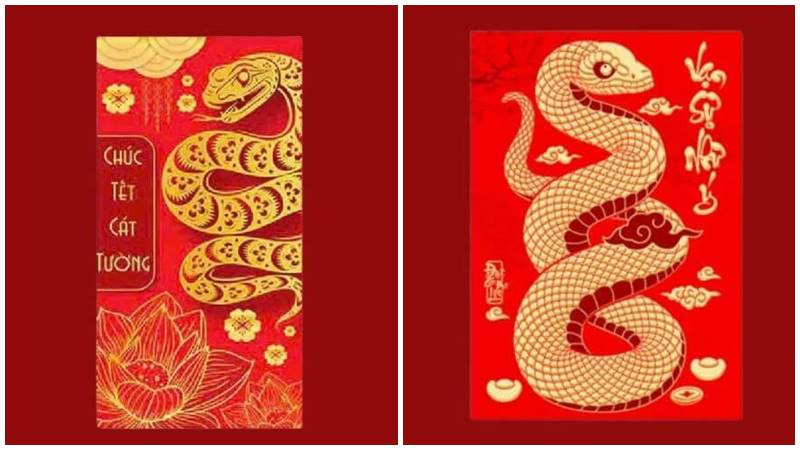 Chúc bạn năm mới may mắn và thành công với bao lì xì con rắn.