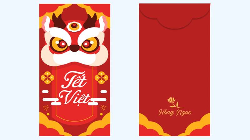Mẫu bao lì xì Tết phong cách tối giản truyền thống