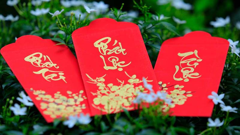 Mẫu bao lì xì họa tiết hoa mai vàng