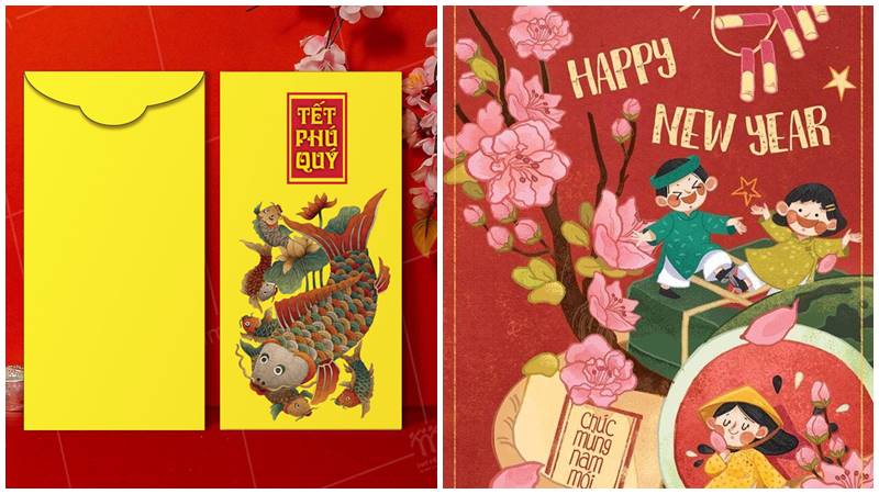 Bao lì xì tranh Đông Hồ mang đậm dấu ấn dân tộc.