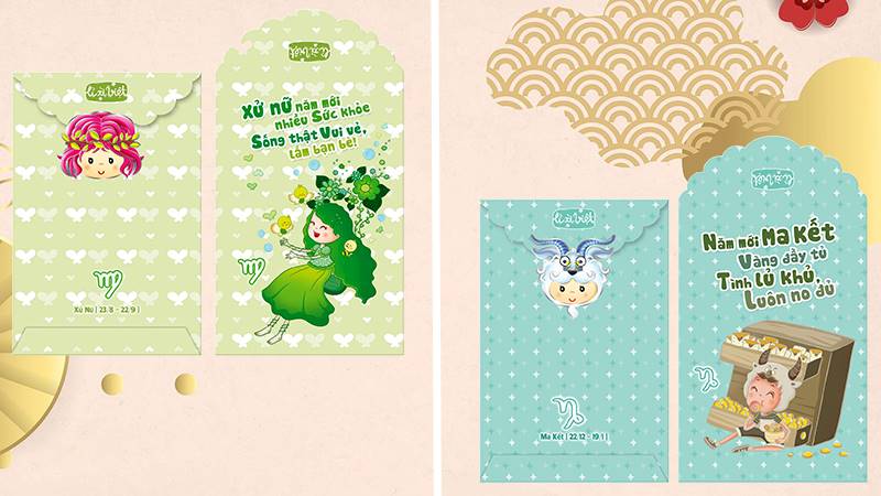 Bao lì xì cung hoàng đạo phản ánh tính cách và may mắn.