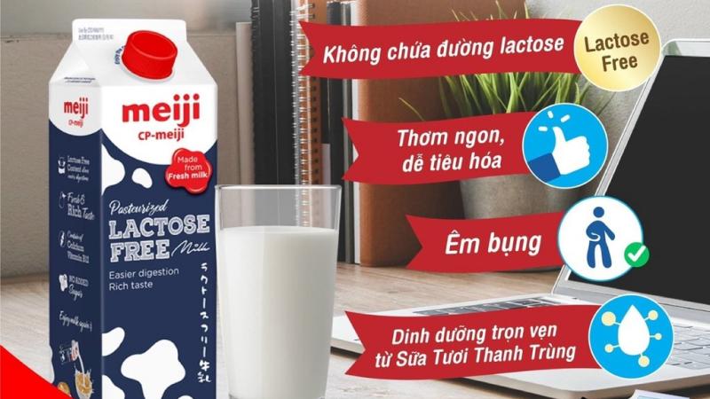 Sữa tươi thanh trùng không Lactose Meiji Sữa tươi thanh trùng không Lactose Meiji