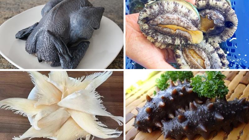 Nguyên liệu làm món súp bào ngư hải sâm vi cá và gà ác Nguyên liệu làm món súp bào ngư hải sâm vi cá và gà ác