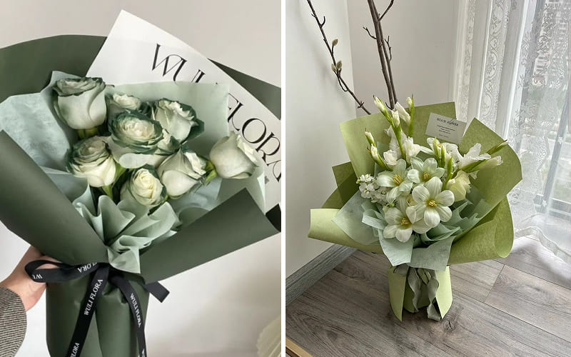 Mẫu bó hoa xanh sang trọng