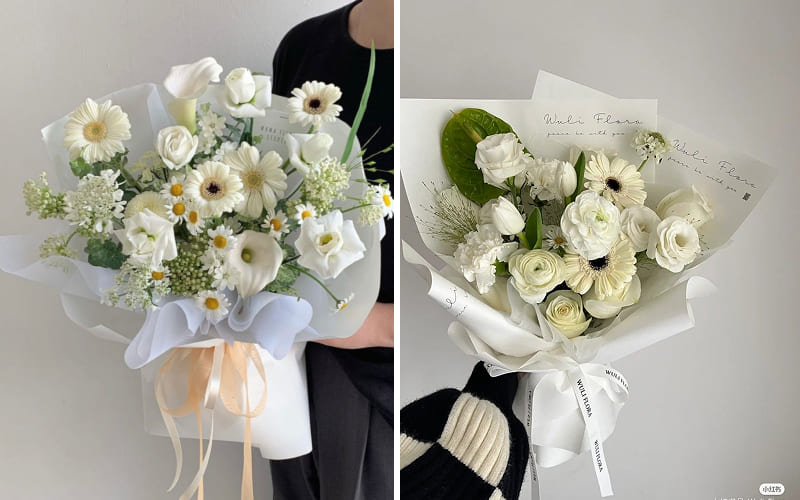 Hoa trắng hòa với sắc xanh mát dịu