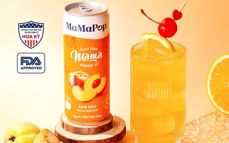 Nước trái cây sparkling MaMaPop cam đào