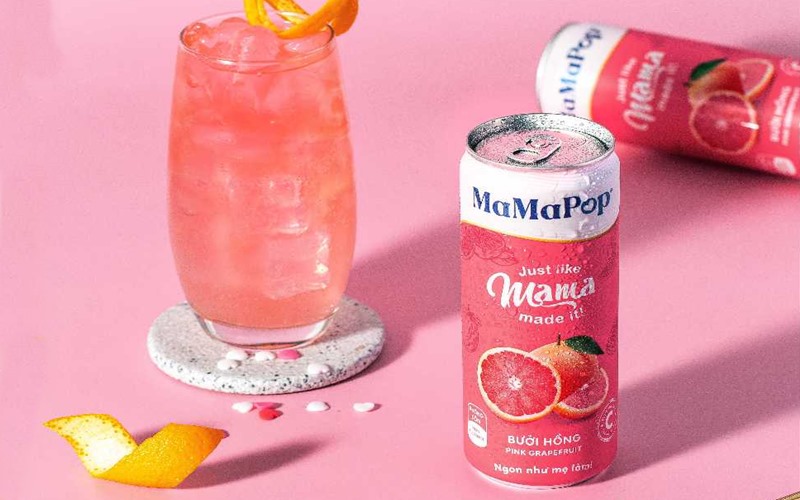 Nước trái cây sparkling MaMaPop bưởi hồng
