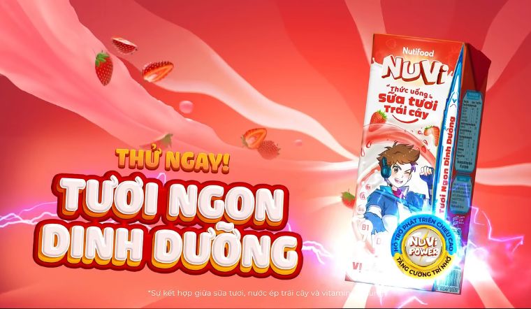 Sữa trái cây tươi Nuvi nay đã có thêm hương vị dâu mới
