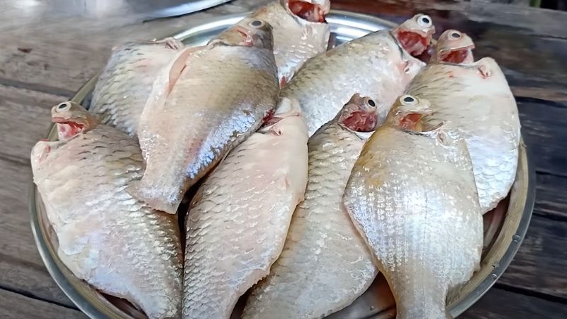 Image of the cleaned fish and coconuts ready for cooking